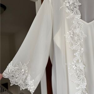 Elegant White Slip Dress and Robe with Floral Lace